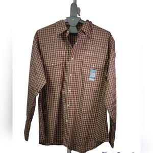 Men's XL plaid brown Wrangler button up shirt